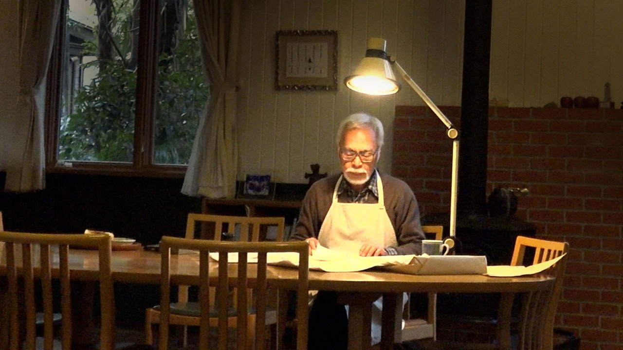 Hayao Miyazaki and the Heron backdrop
