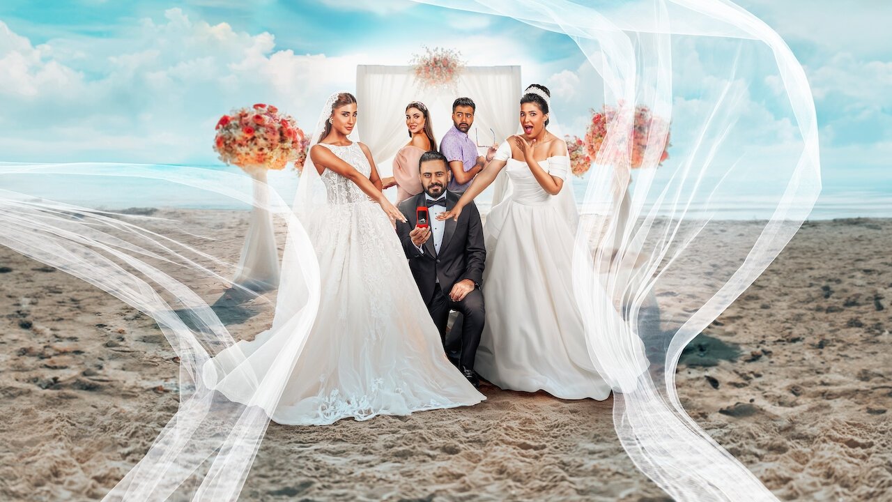 Groom & Two Brides backdrop